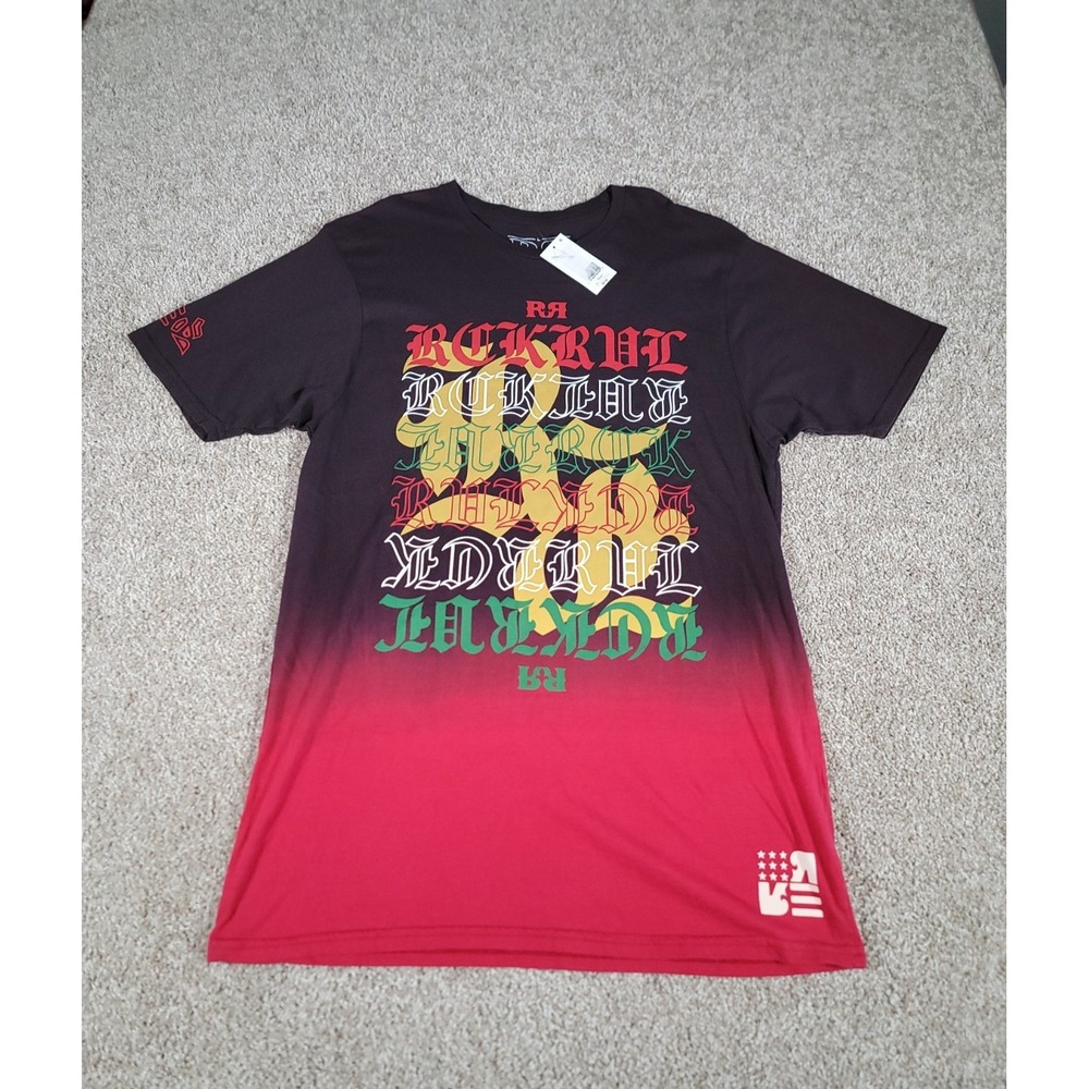 Rock Revival Mens Graphic Print Crew Neck Tee Shirt Large Red Short Sleeve NWT
